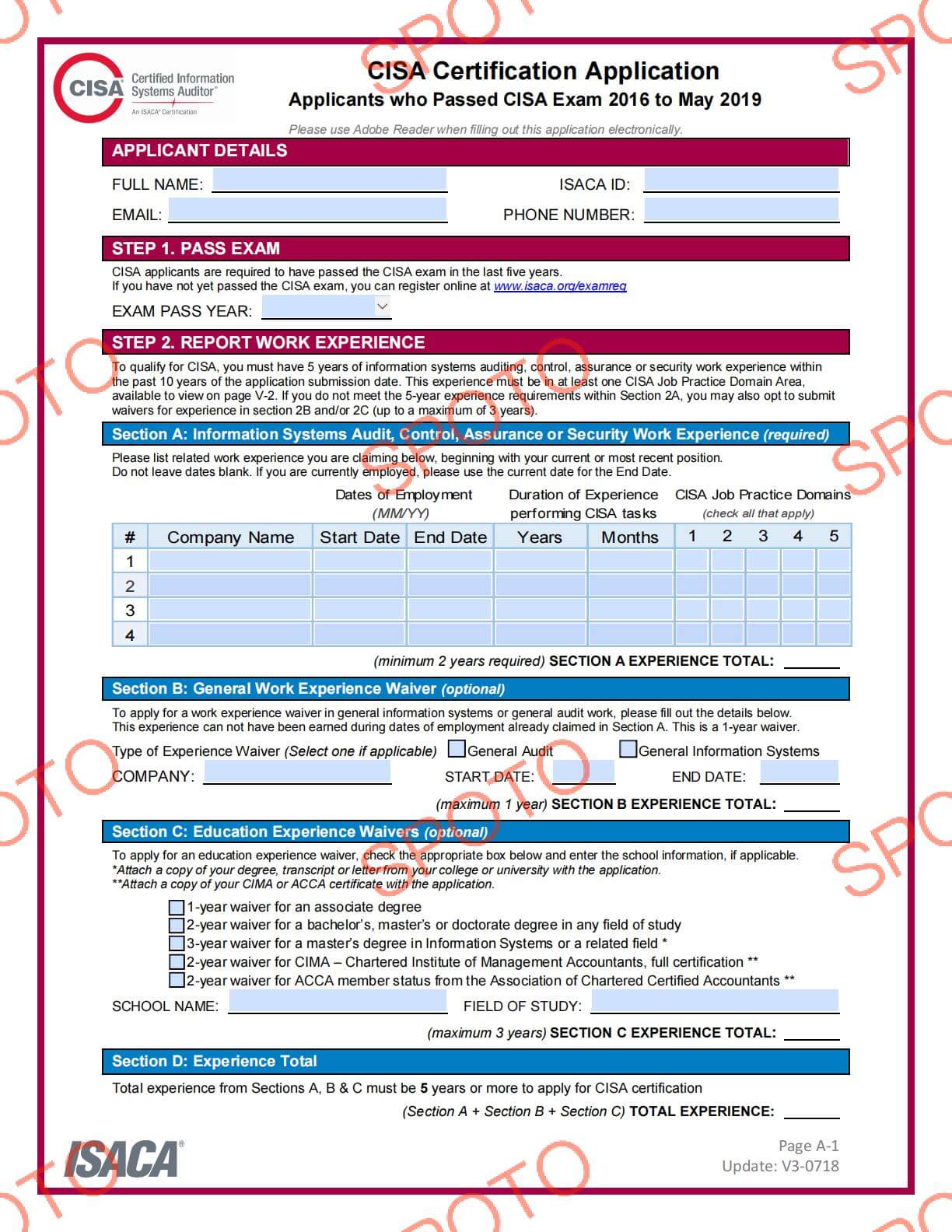 CISA Certification Application